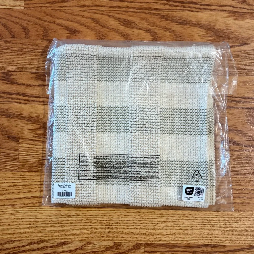 NEW Schoolhouse Popcorn Plaid Olive Lumbar Pillow Cover
